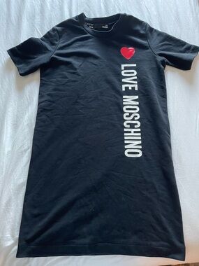 Love Moschino Black Dress with Red Heart and White Logo